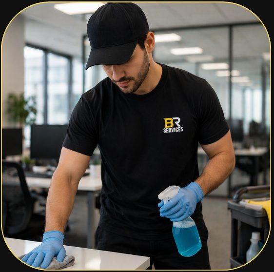 Commercial premises being cleaned